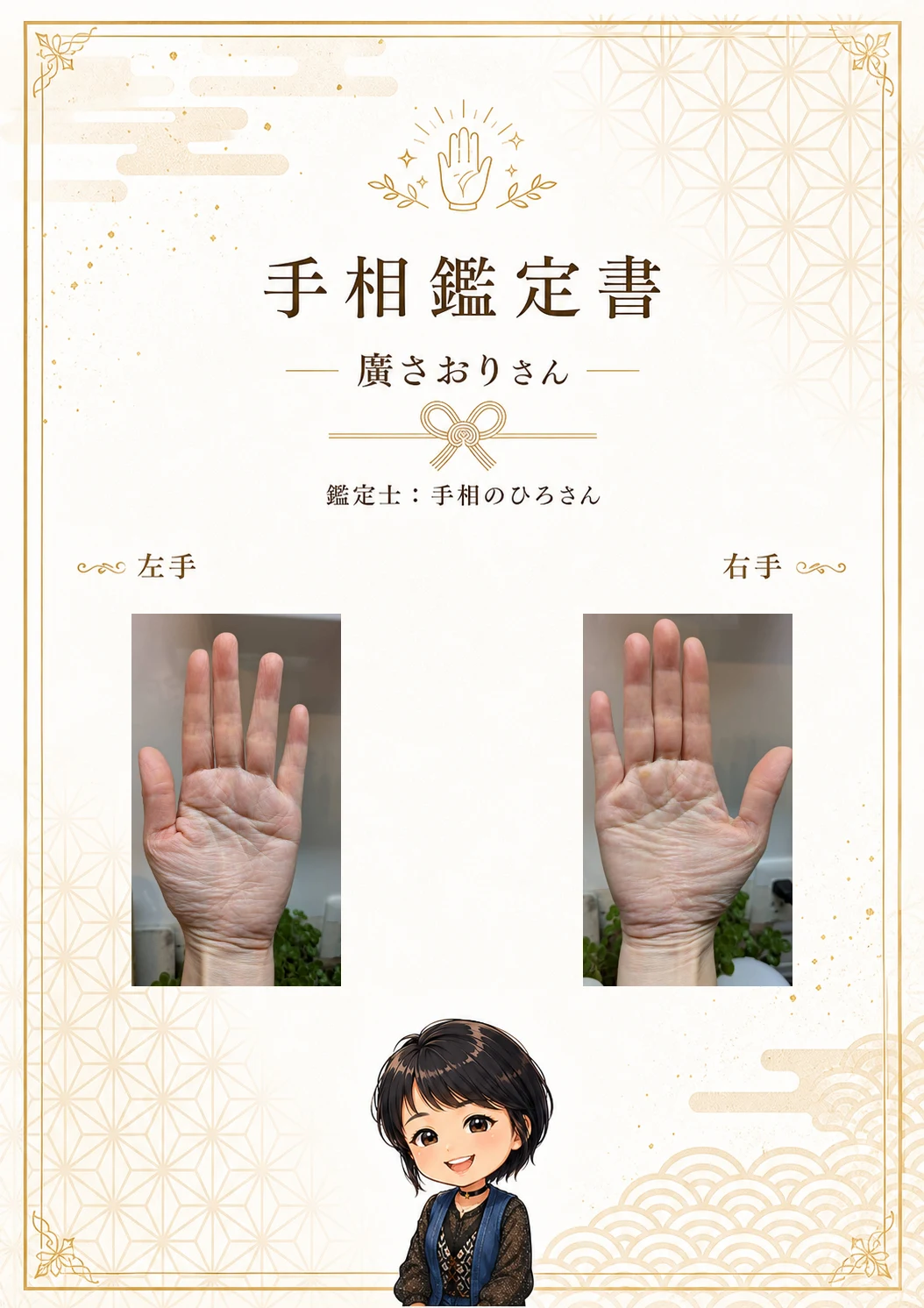 手相鑑定書 1ページ
